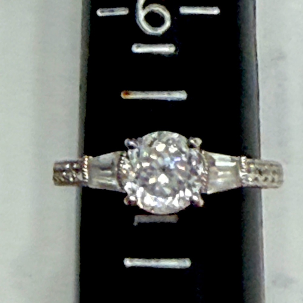 Tacori Diamonique  Solitaire engagement Ring with tapered side stones. Size 7
